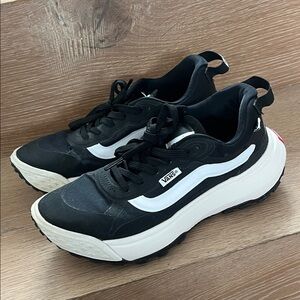 Vans Black and White Platform Lace-Up Sneakers